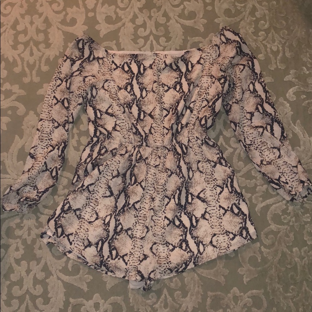 Snakeskin off the shoulder romper
